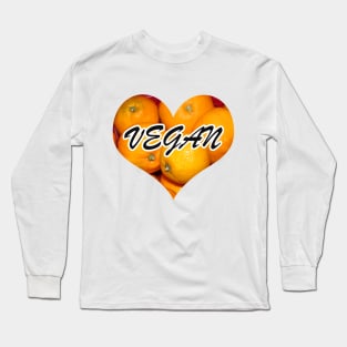 Tangerine vegan heart Long Sleeve T-Shirt